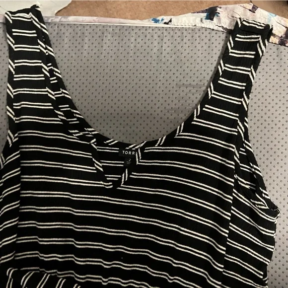 Torrid Black and White Striped Ribbed Jumpsuit - Picture 2 of 5